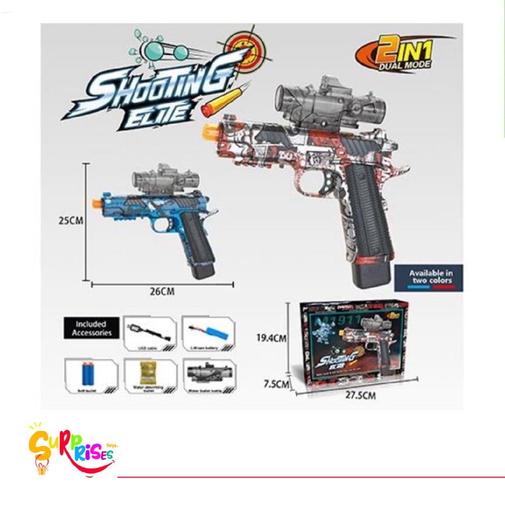 Automatic M1911 Gel Blaster Gun with Orbeez and Rechargable Battery