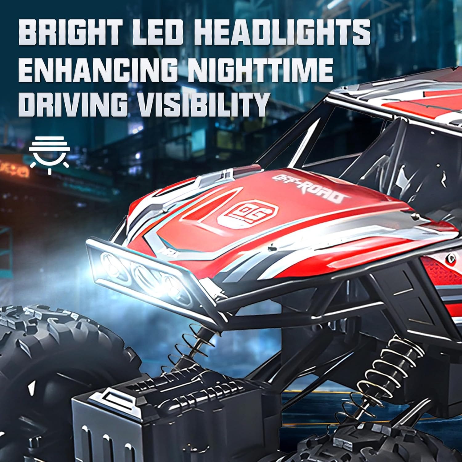 1:12 Monster Truck Metal Alloy with Rechargable Battery Smoke Music and Lights - Tafeen Toys