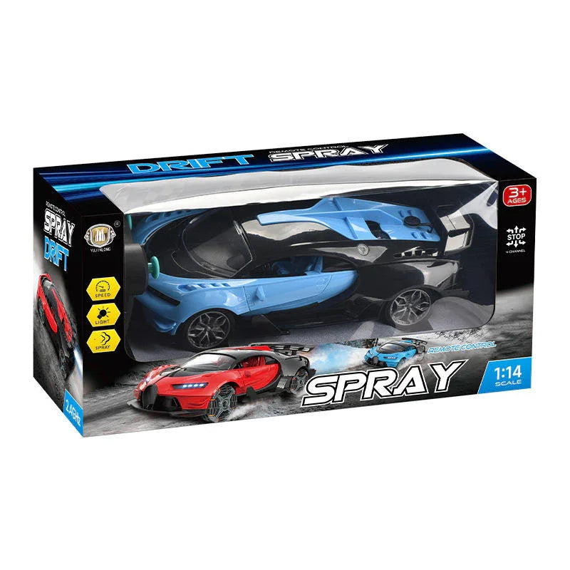 Tafeen Toys remote control spray drift car blue and black 1:14 scale in box for ages 3+