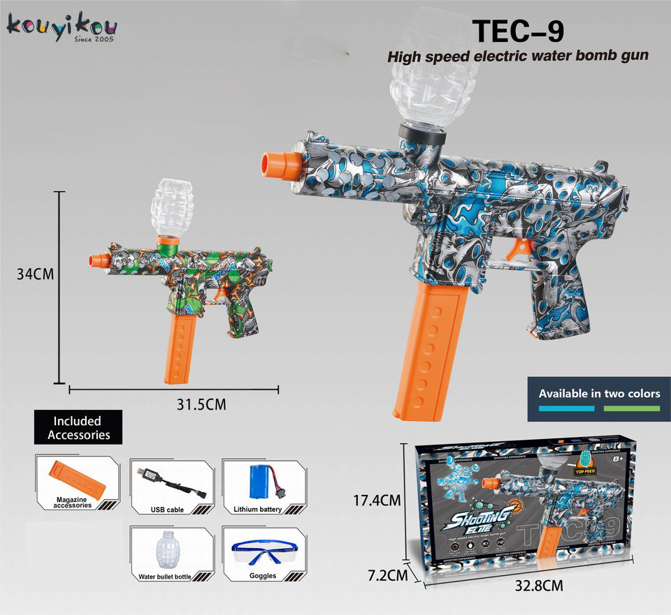 TEC-9 Gel Blaster Gun With Rechargable Battery High Speed Shooting Gun