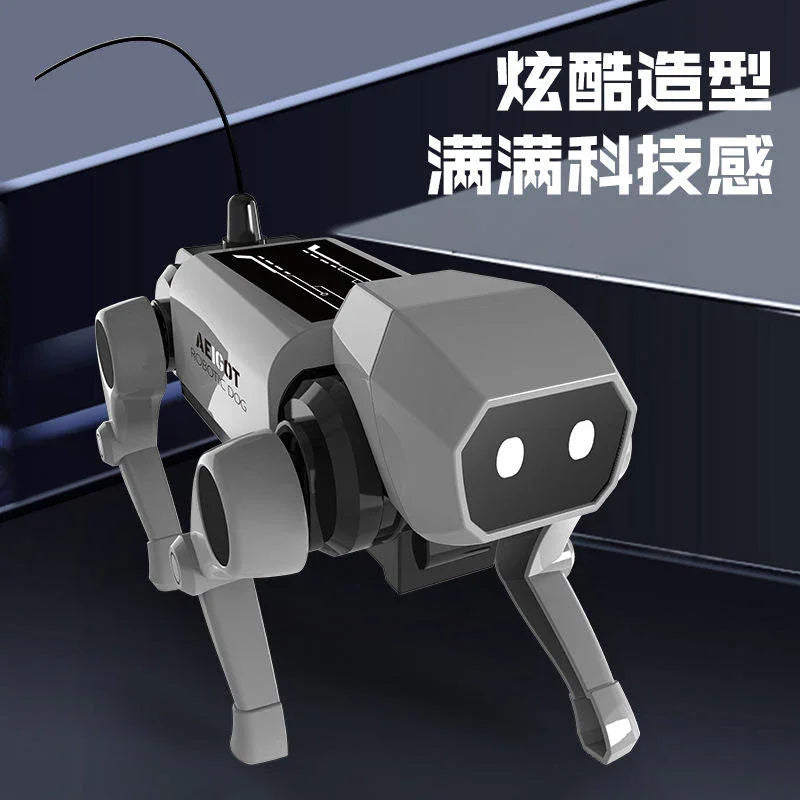 Tafeen Toys robotic dog toy, gray plastic design with LED eyes and four legs