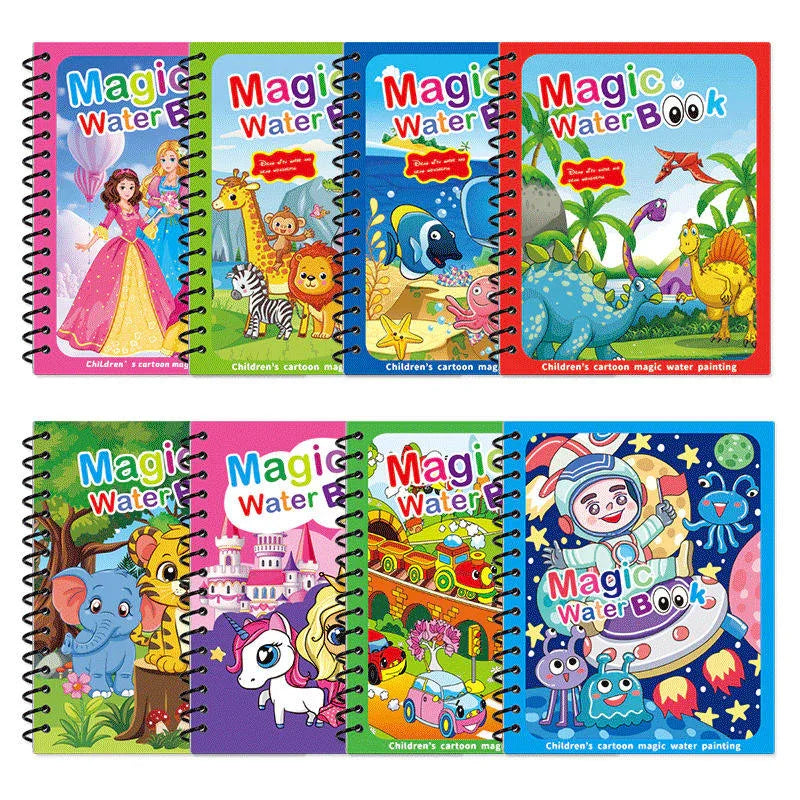 Colorful Magic Water Book children's cartoon painting books, animal and space designs, Tafeen Toys