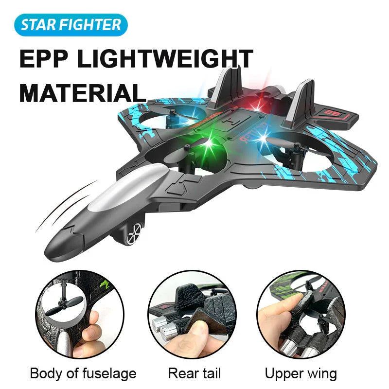 Lightweight EPP material toy star fighter plane with colorful LED lights, Tafeen Toys.