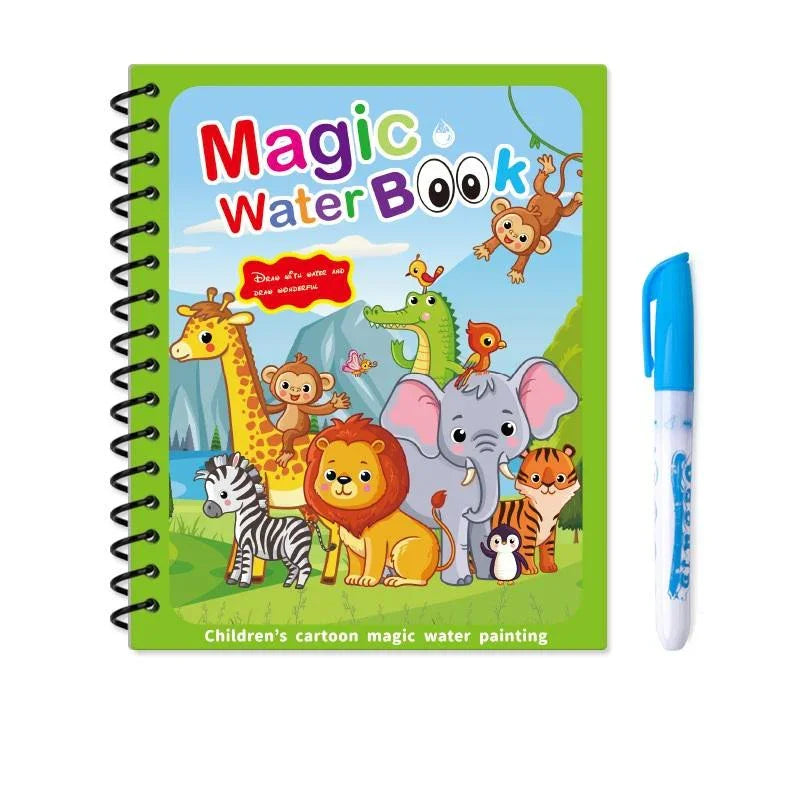 Children's Magic Water Book with jungle animals and blue water pen, Tafeen Toys
