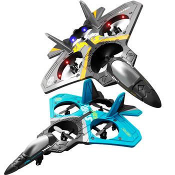 Two futuristic toy jet aircraft with LED lights, black and blue, from Tafeen Toys.