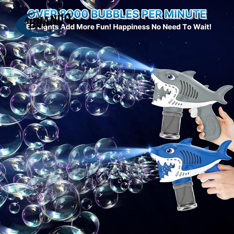 Shark Bubble Gun with High Speed Bubble and Light Effect