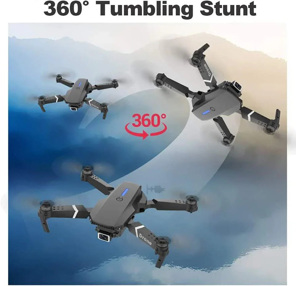 Tafeen Toys foldable toy drone performing 360-degree tumbling stunt in flight.