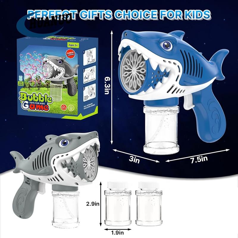 Shark Bubble Gun with High Speed Bubble and Light Effect