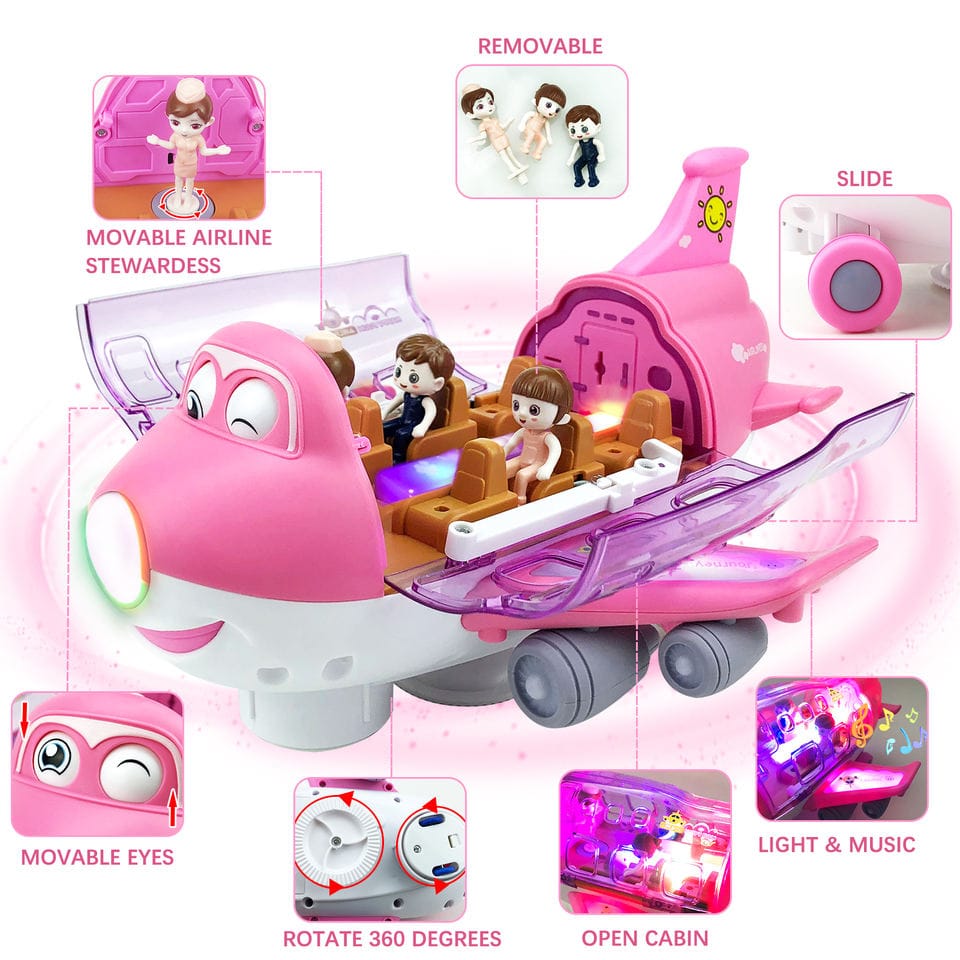 Airliner Toy Plane with Music, Lights and Obstacle Sensor - Tafeen Toys