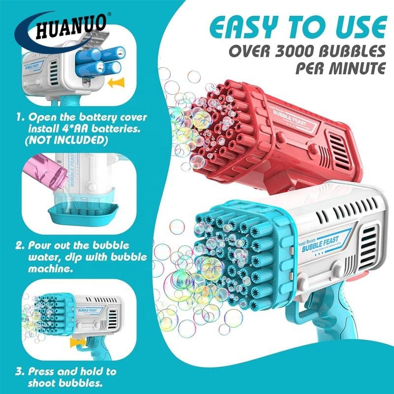 Bazooka Bubble Gun for Kids with 2 Spraying Heads - Tafeen Toys