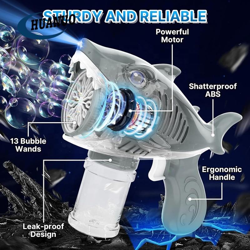 Shark Bubble Gun with High Speed Bubble and Light Effect
