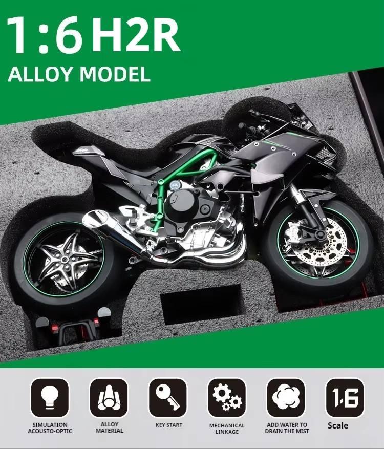 1:6 scale H2R alloy motorcycle model in foam packaging from Tafeen Toys