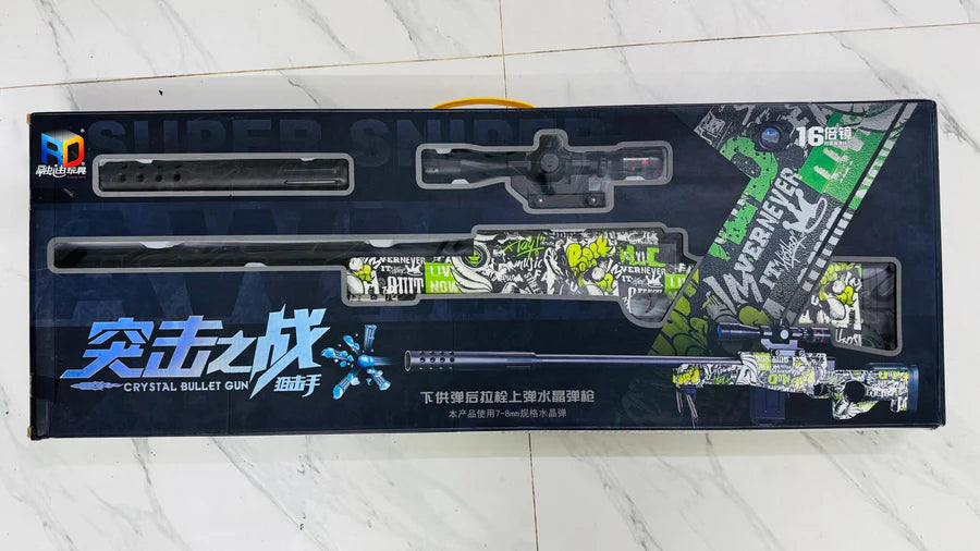 Gel Blaster AWM Snipper Gun with Manual Reload and Scope