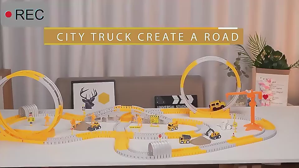 DIY Engineering 180 Pcs Construction Set with Vehicles and Track